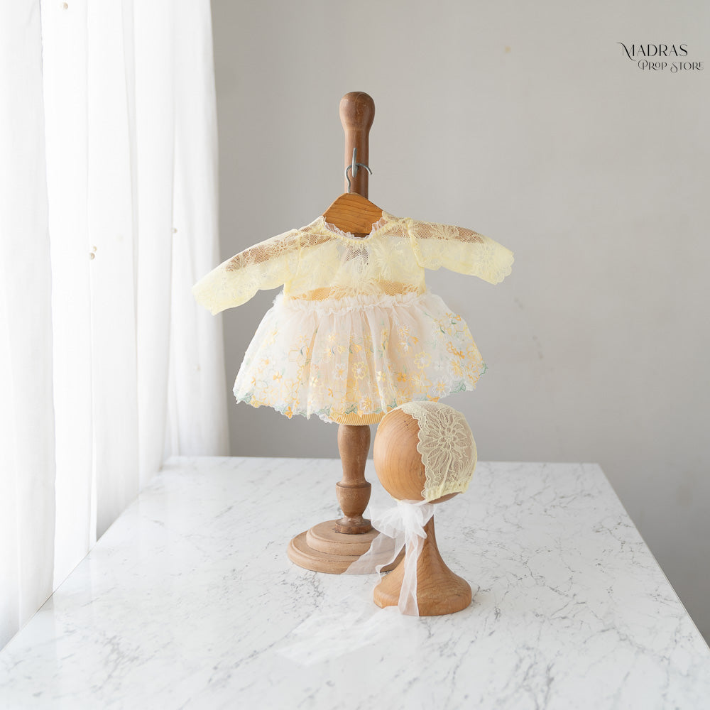 2pc Kumoto Yellow Gown With Cap | Newborn
