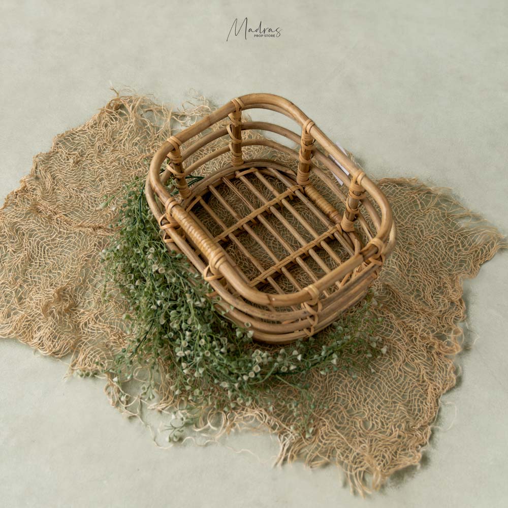 Rustic Bamboo Basket - Baby props