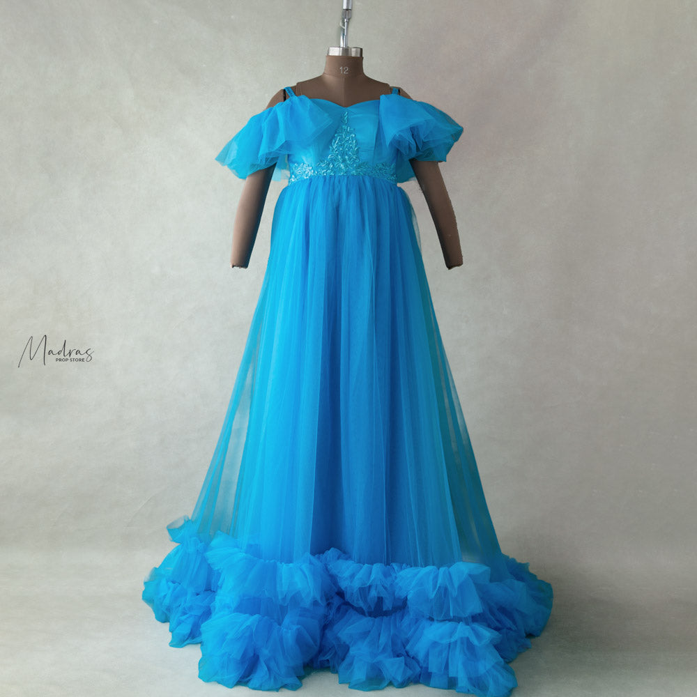 Aqua gown set for Mom and Daughter ( XL Size)-Baby Props