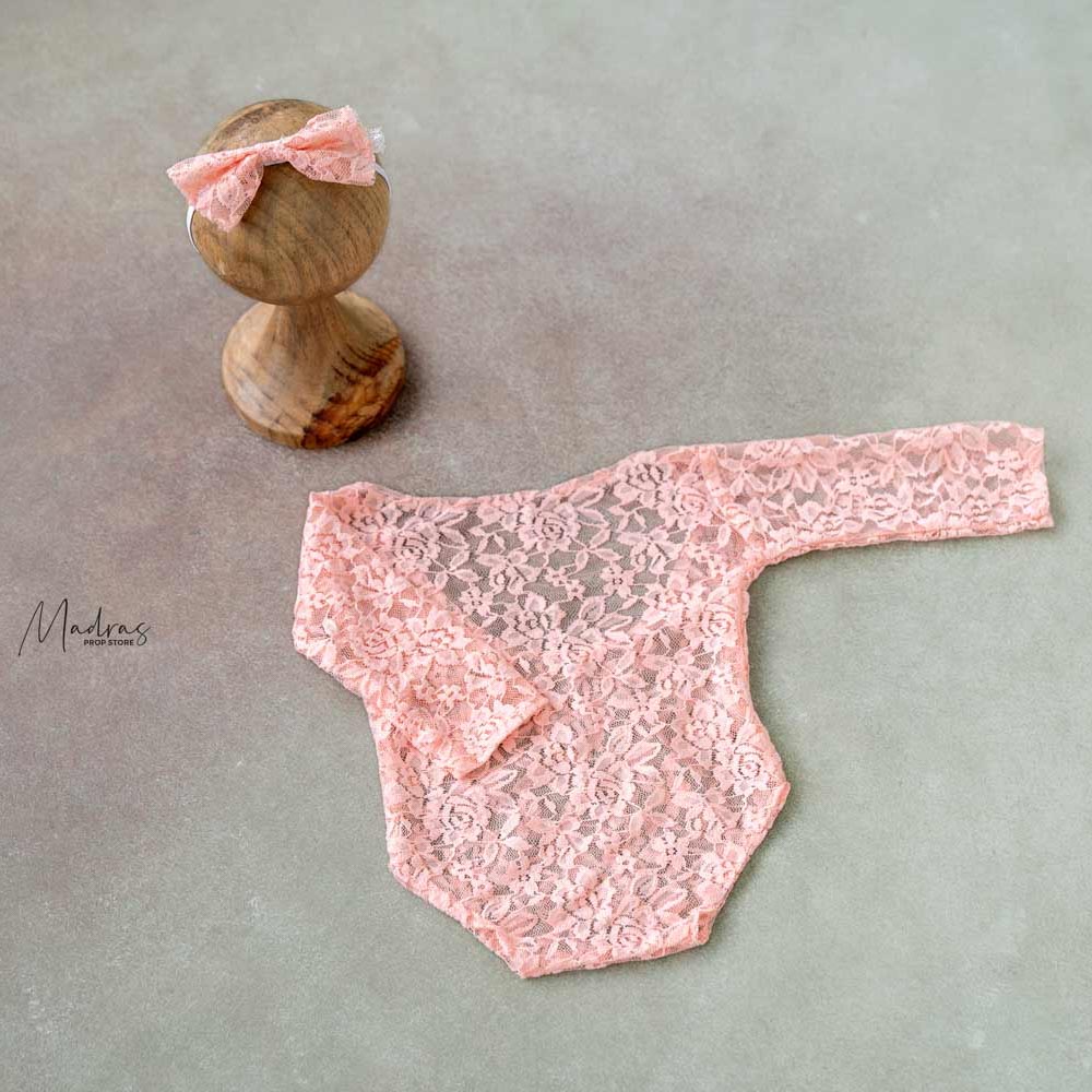 Lacey Romper Newborn | 0 to 3 Months ( Pink)- Baby Props