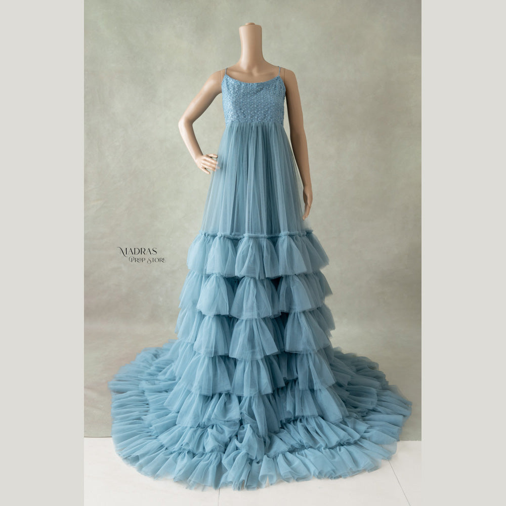 Chloe Gown | Greyish Blue : Maternity Props