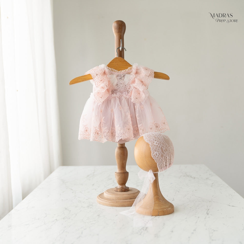 Kumoto Peach Gown With Cap | Newborn | KM081 : Baby Props