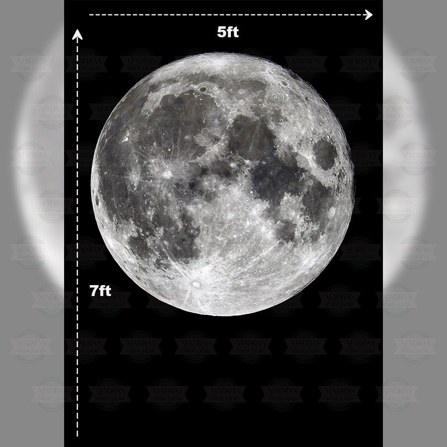 Full Moon - Printed Backdrop - Fabric - 5 by 7 feet