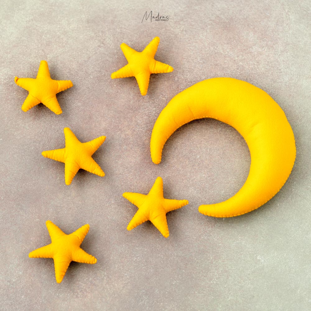 Set of 1 Mini Moon And 5 Stars- Baby Props