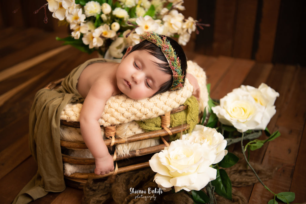 Rustic Bamboo Basket - Baby Prop