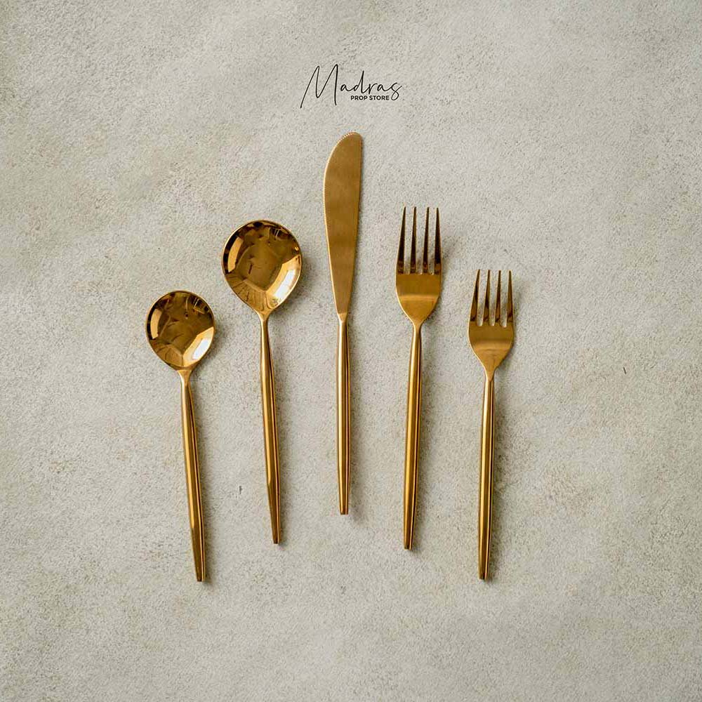 Vintage Cutlery - Gold - Set of 5 - Baby props