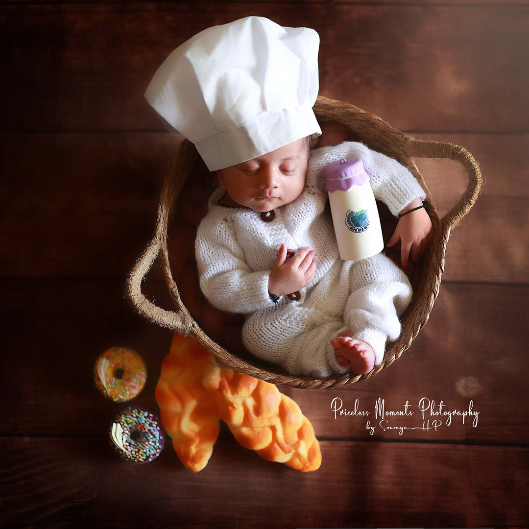 Newborn Jute Basket / Croissant / Blueberry Shake : Baby Props