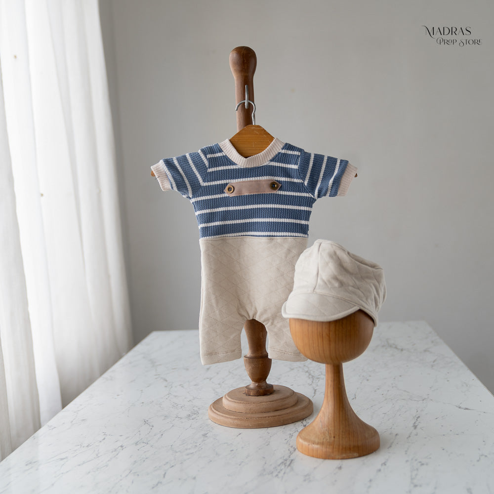 2pc Blue Romper With Cap | Newborn | KM107 : Baby Props