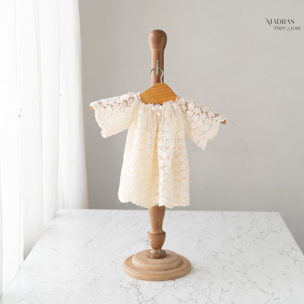 2pc Kumoto Cream Gown With Cap | Newborn | KM135 : Baby Props