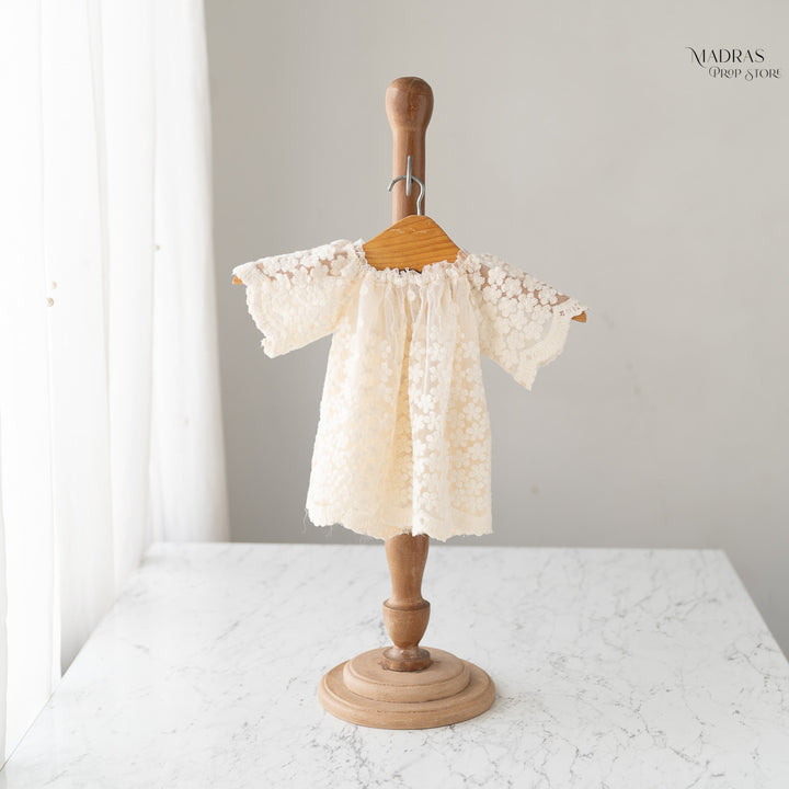 2pc Kumoto Cream Gown With Cap | Newborn | KM135 : Baby Props