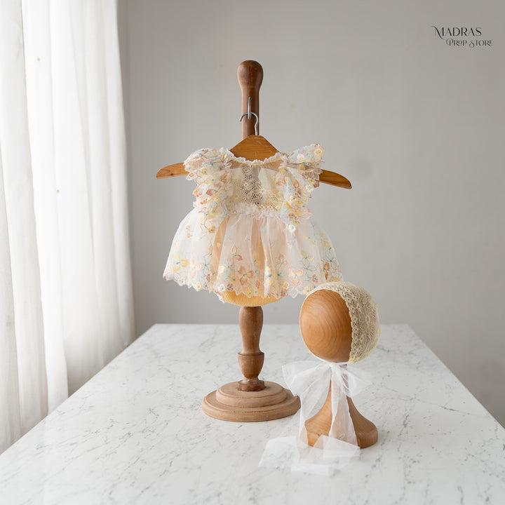 2pc Kumoto Yellow Romper With Bonnet | Newborn | KM047 : Baby Props