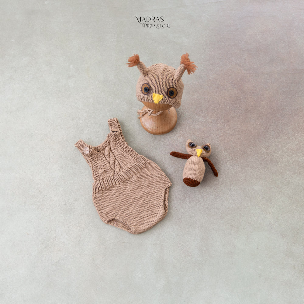 3pc Owl Romper Set | Newborn : Baby Props