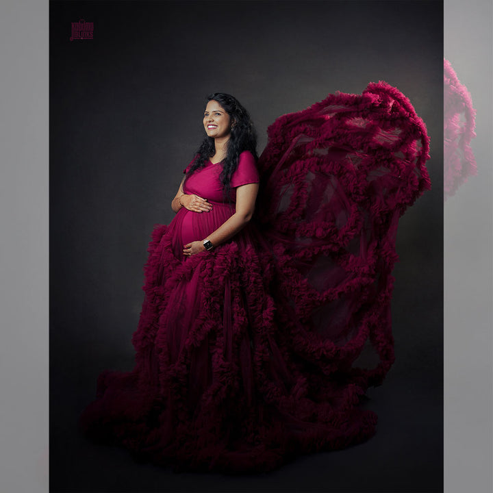 Adah Gown | Beetroot : Maternity Gown