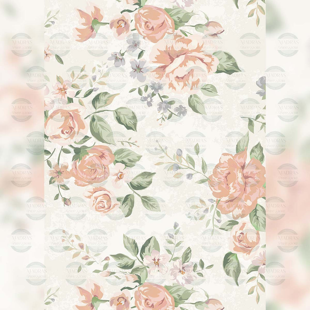Blooming Season (Beige) - Printed Backdrop - Fabric - 5 by 6 feet