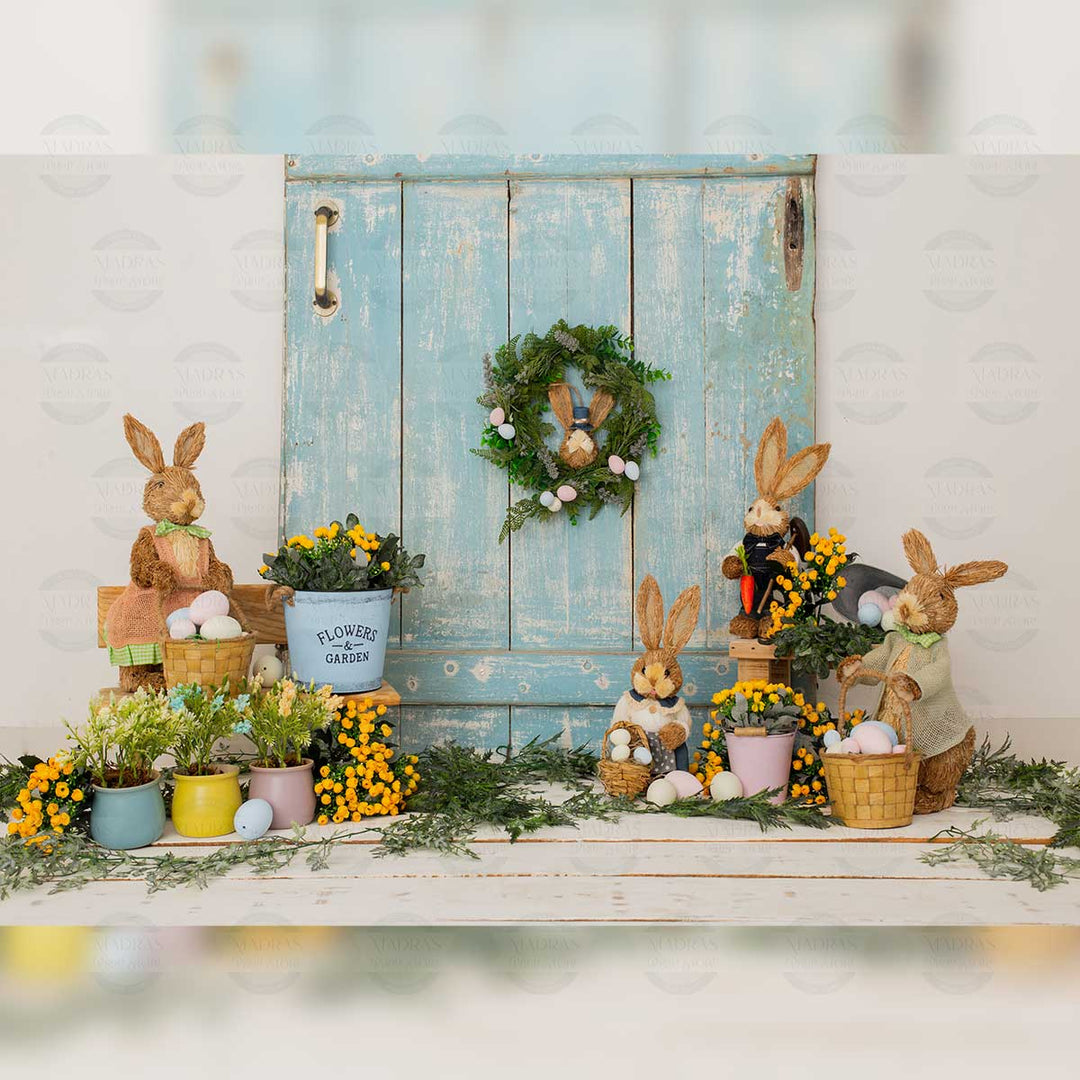 Blue Door Bunny Garden : Baby Backdrops