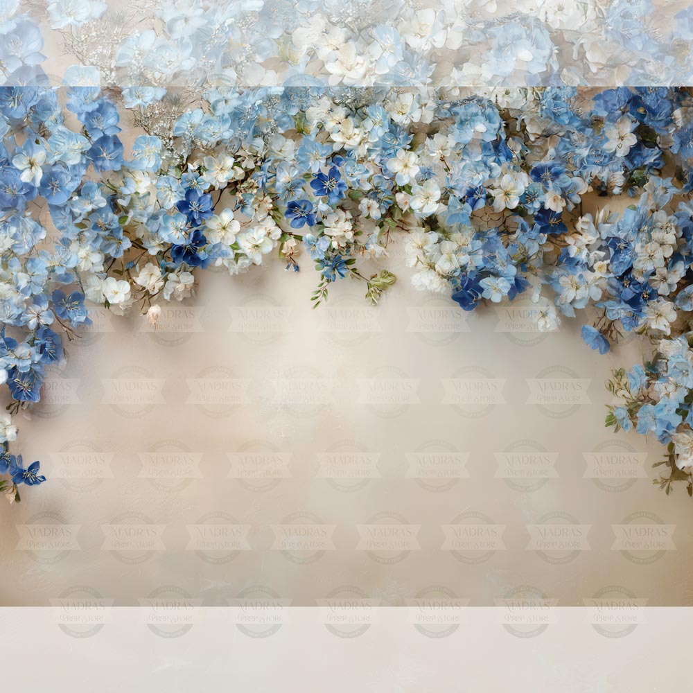 Blue Floral Veil : Baby Printed Backdrops