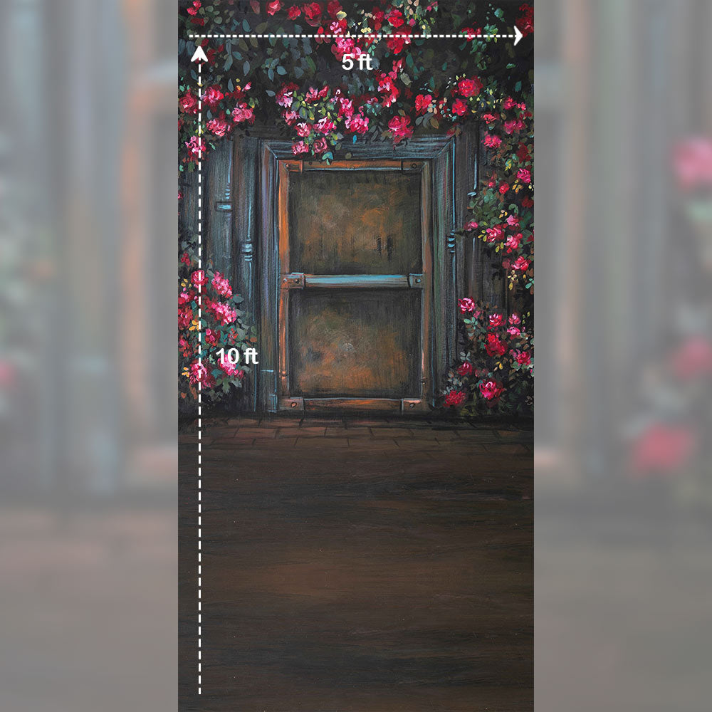 Bougainvillea Doorway - Printed Backdrop - Fabric - 5 by 10 feet