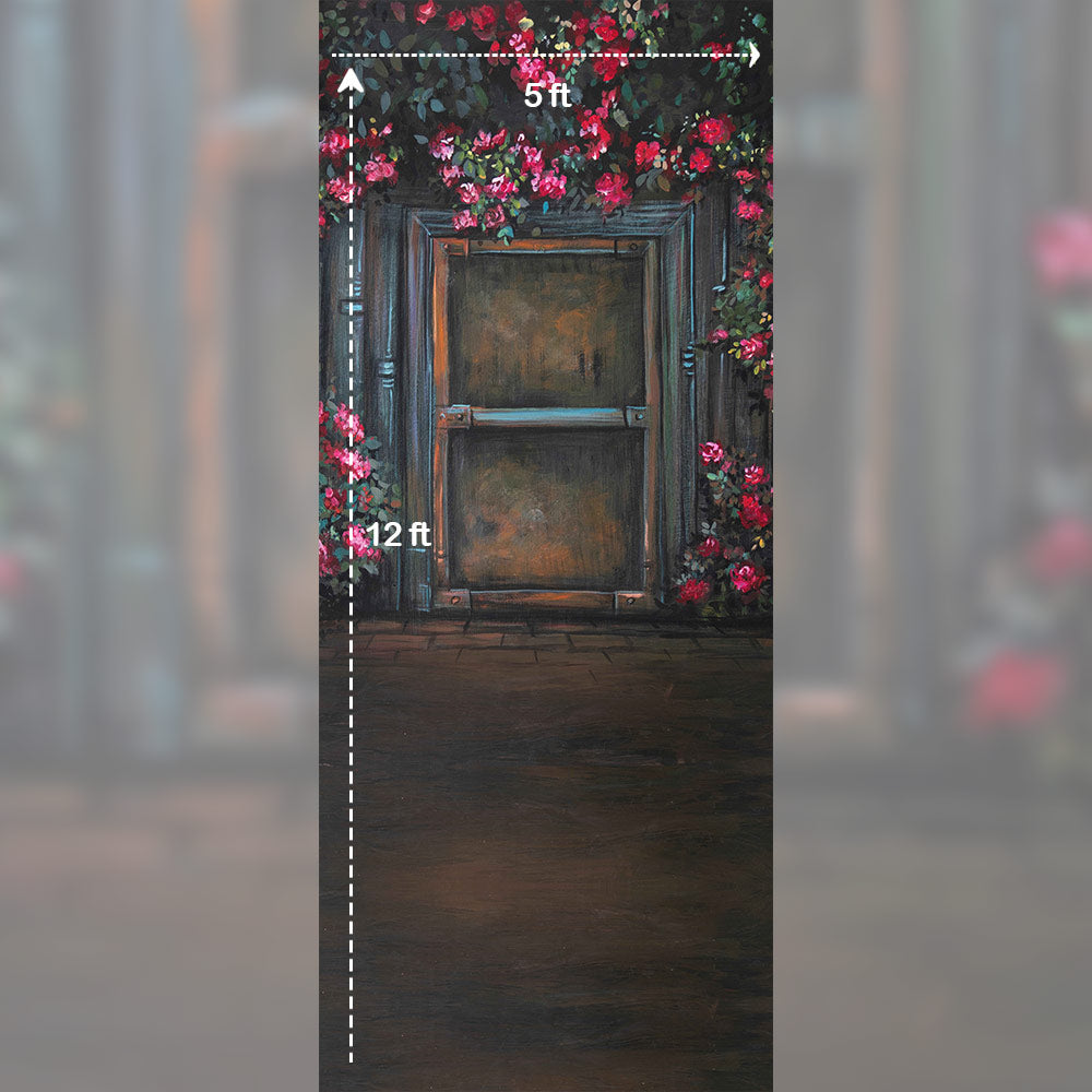 Bougainvillea Doorway - Printed Backdrop - Fabric - 5 by 12 feet