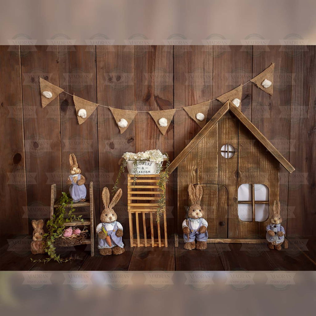 Bunnies Around The House - Baby Printed Backdrops