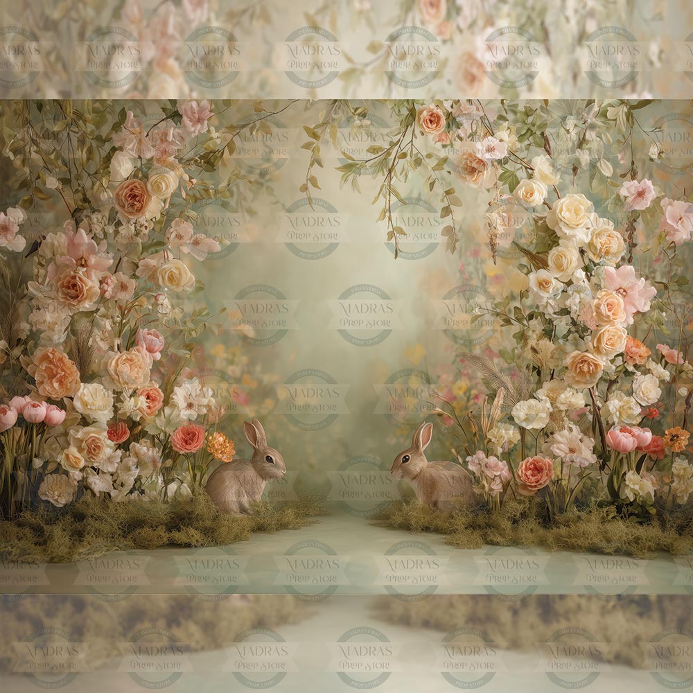 Bunny Blossom Garden : Baby Backdrop