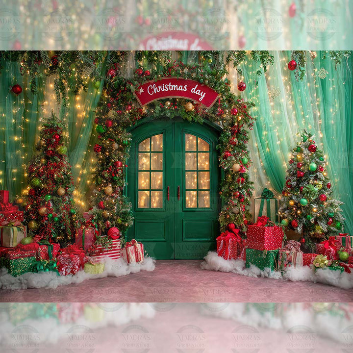 Christmas Day - Printed Backdrop - Fabric - 8 by 8 Feet