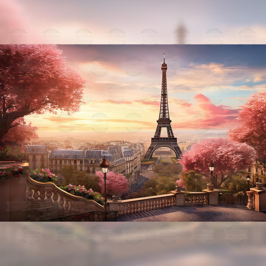 City Of Love - Printed Backdrop - Fabric - 5 by 7 feet