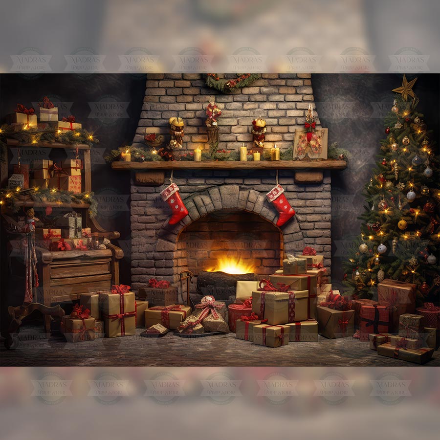 Classic Christmas Furnace : Baby Backdrops