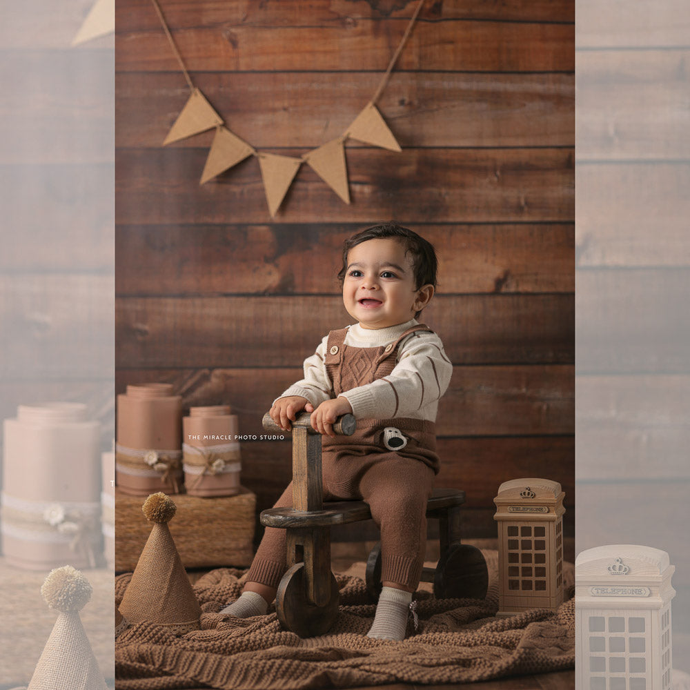Classic Brown Wood - Baby Printed Backdrops
