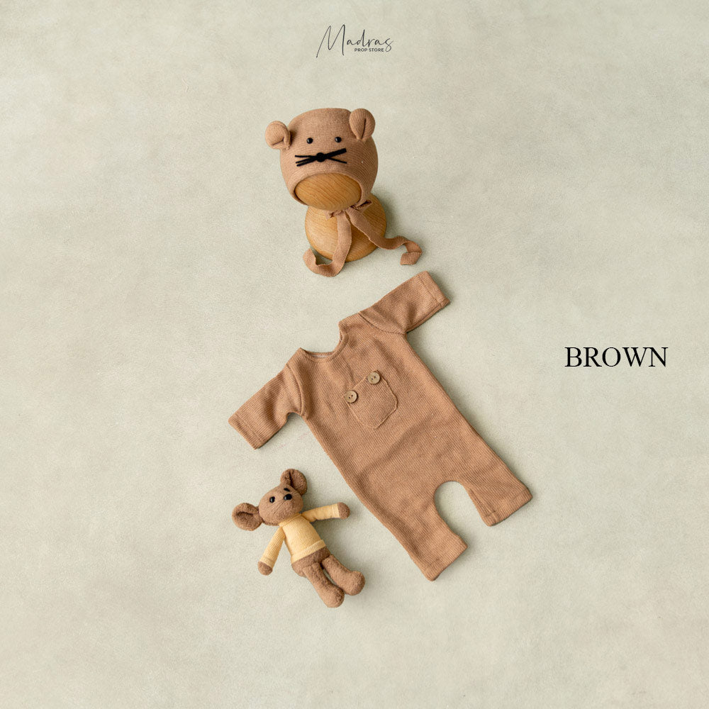 3pc Teddy Boy Set | 0 to 3 Months -Baby Props