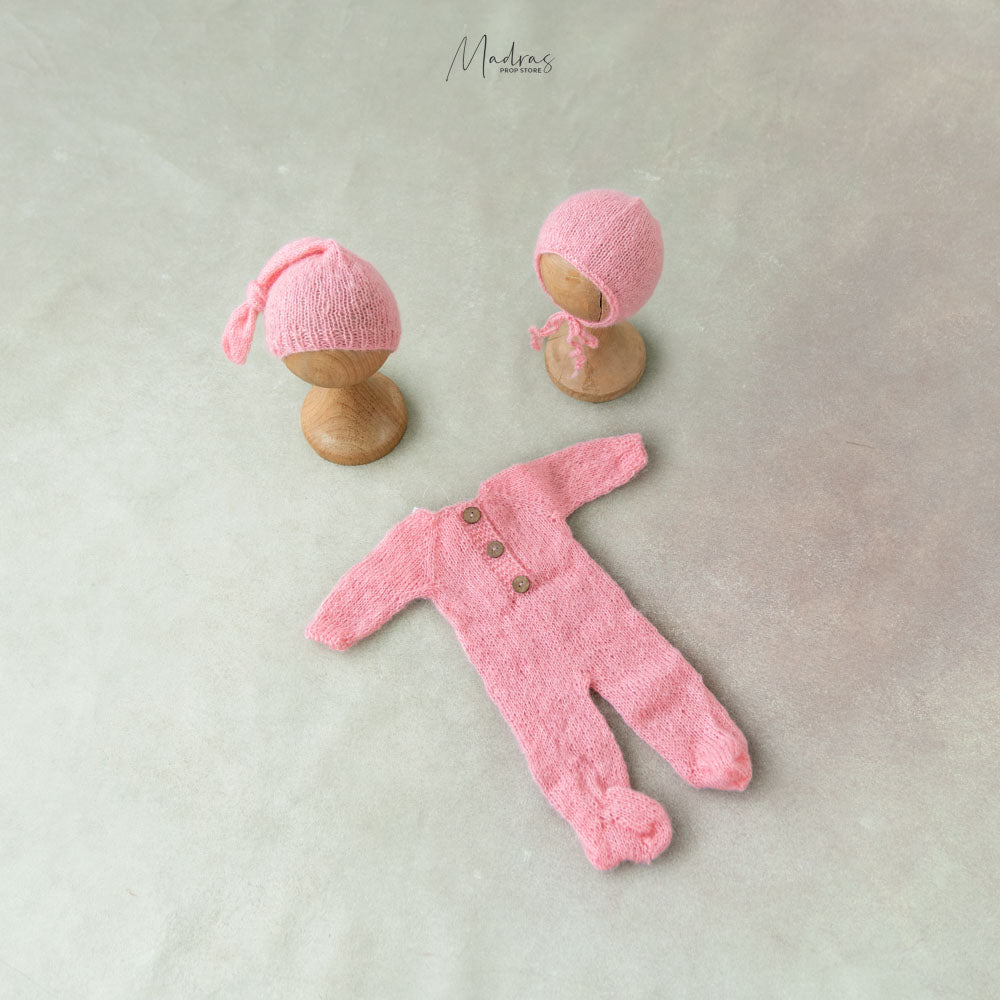 3pc Knitted Romper Set | Newborn : Baby Props