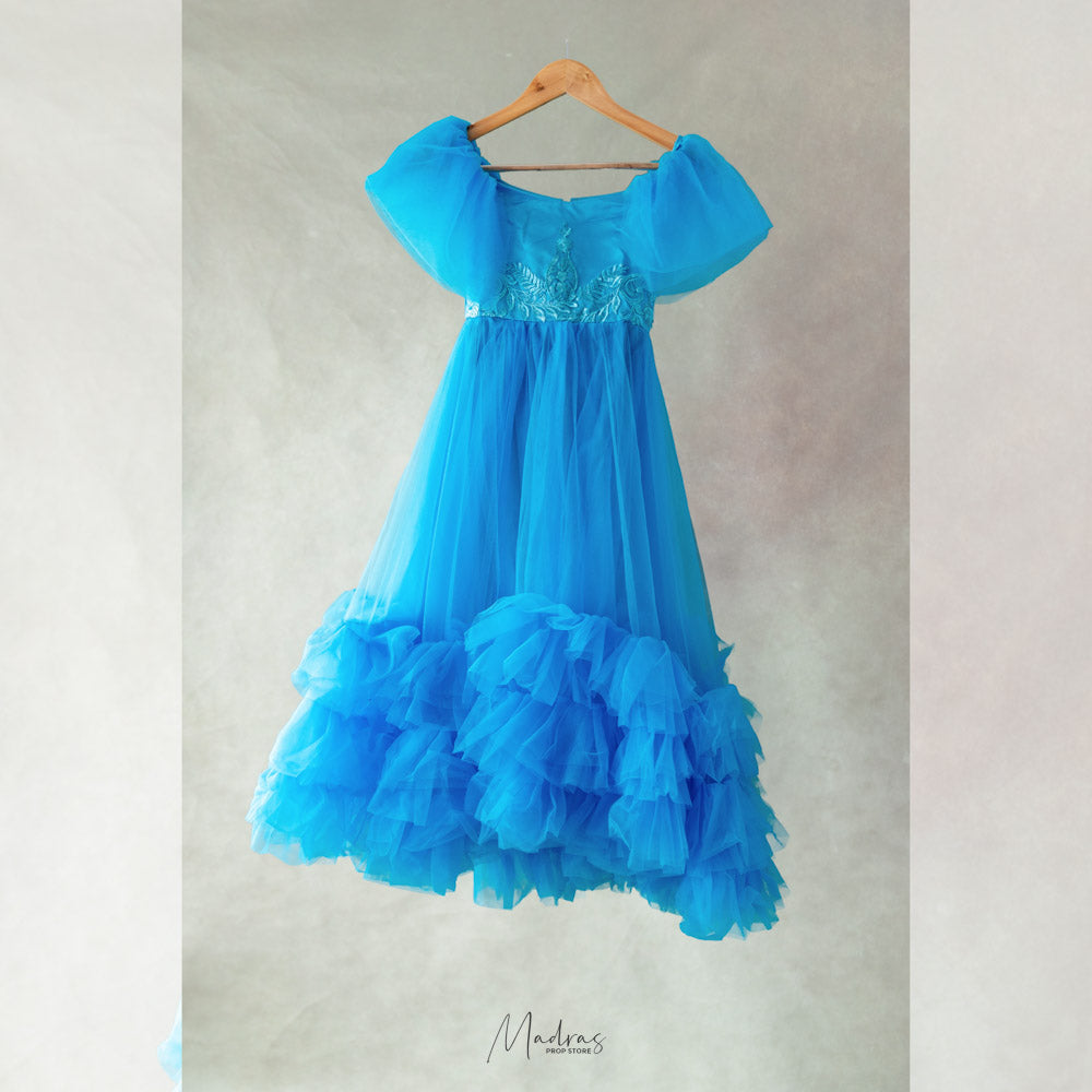 Aqua gown set for Mom and Daughter ( XL Size) -Baby Props