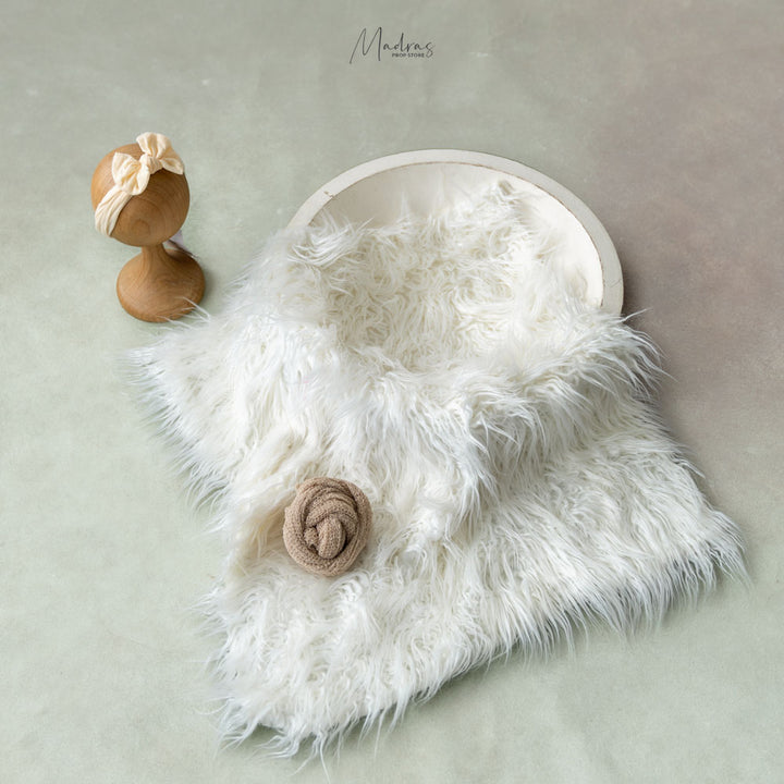 3 pc Set ( Faux Fur, Wrap, Headband ) : Baby Props