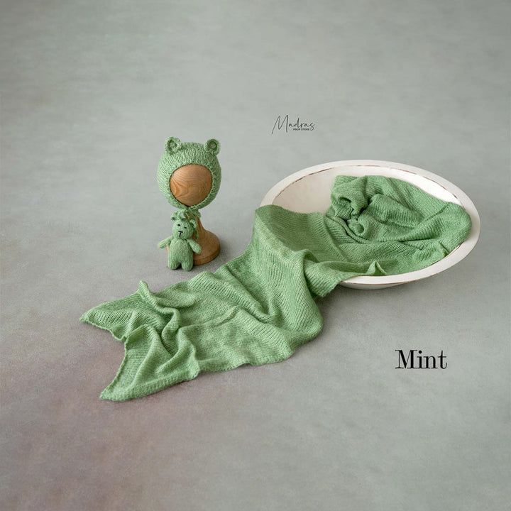 Soft Knitted Wrap Toy Hat Set : Baby Props