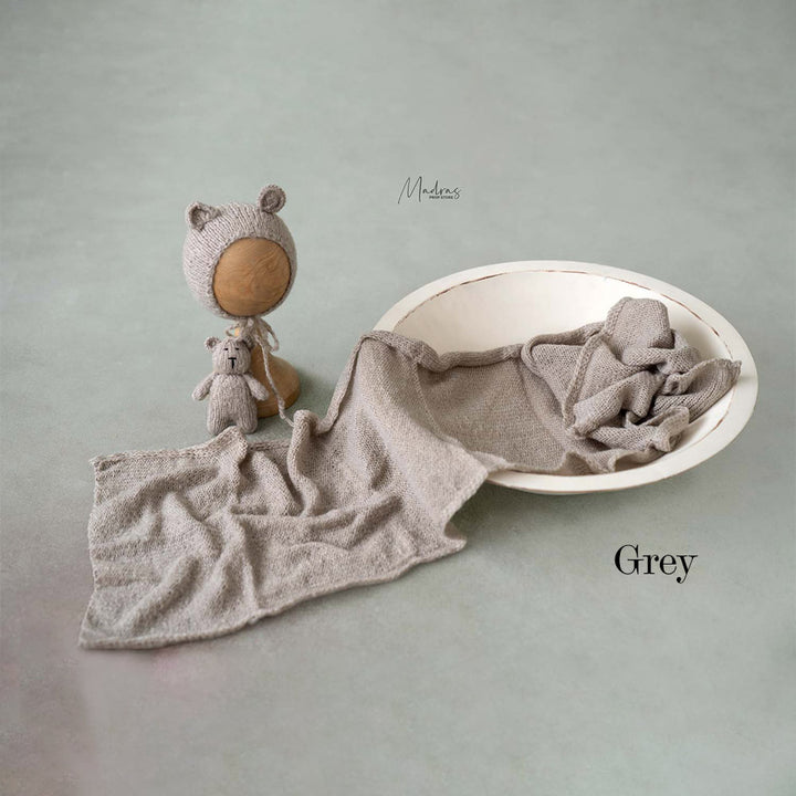 Soft Knitted Wrap Toy Hat Set : Baby Props