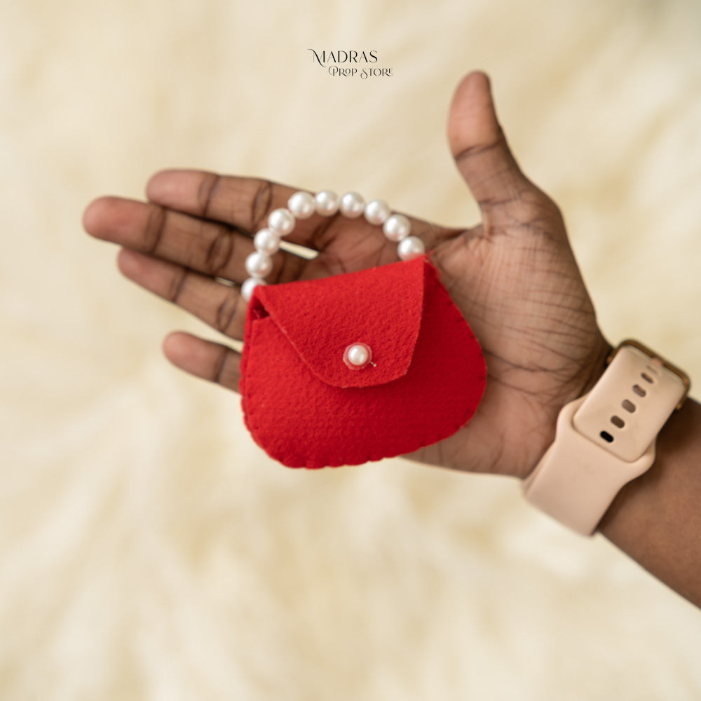 Red Pearl Handbag For Newborn : Baby Props