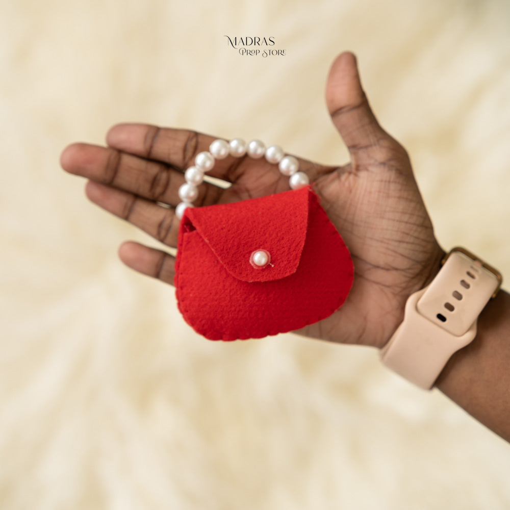 Red Pearl Handbag For Newborn -Baby Props