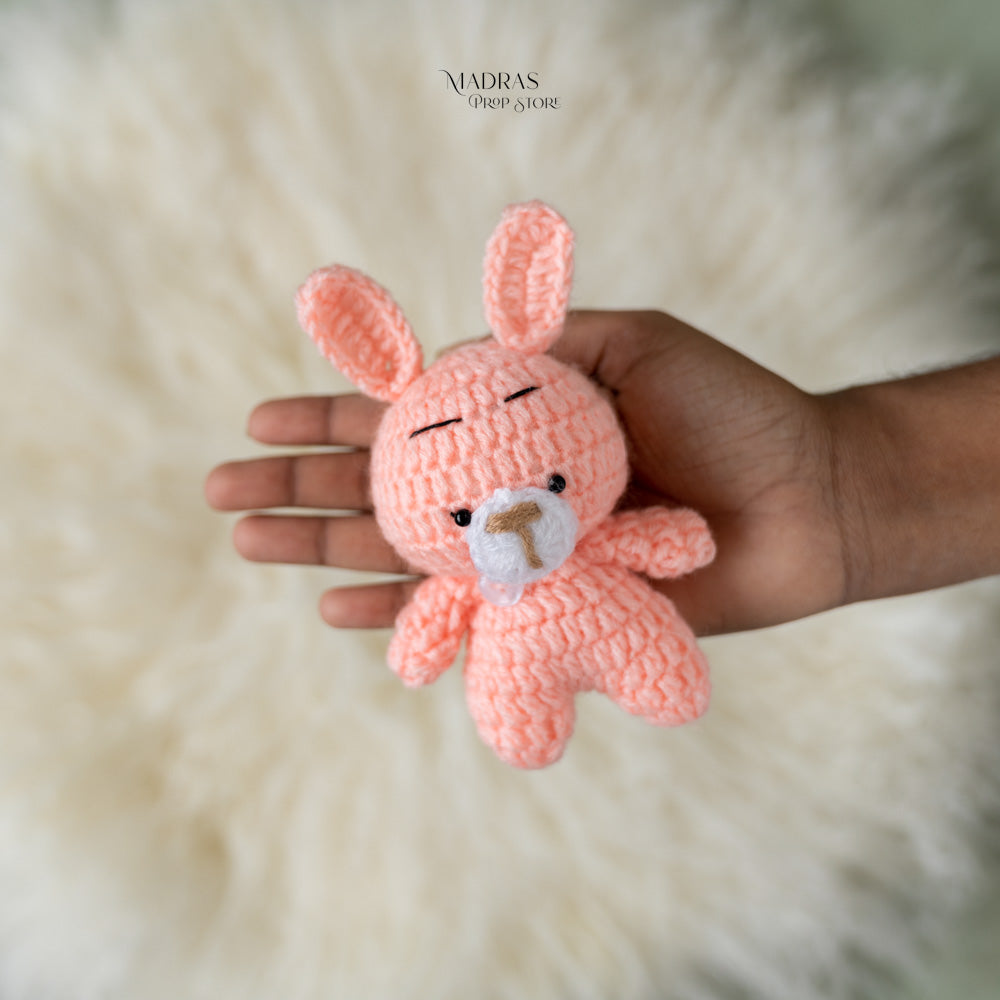 Bunny With Button ( Peach ) -Baby Props