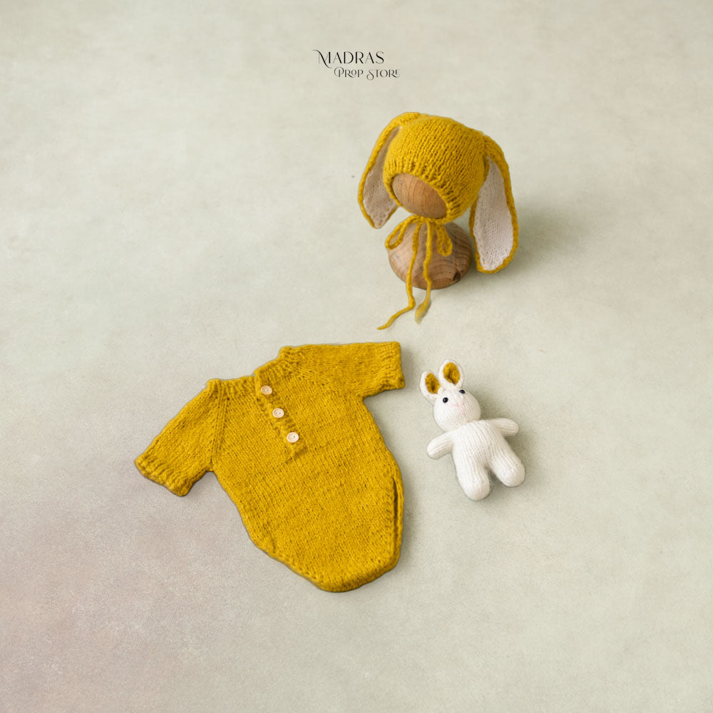 3 pc Knitted Bunny Outfit : Baby Props