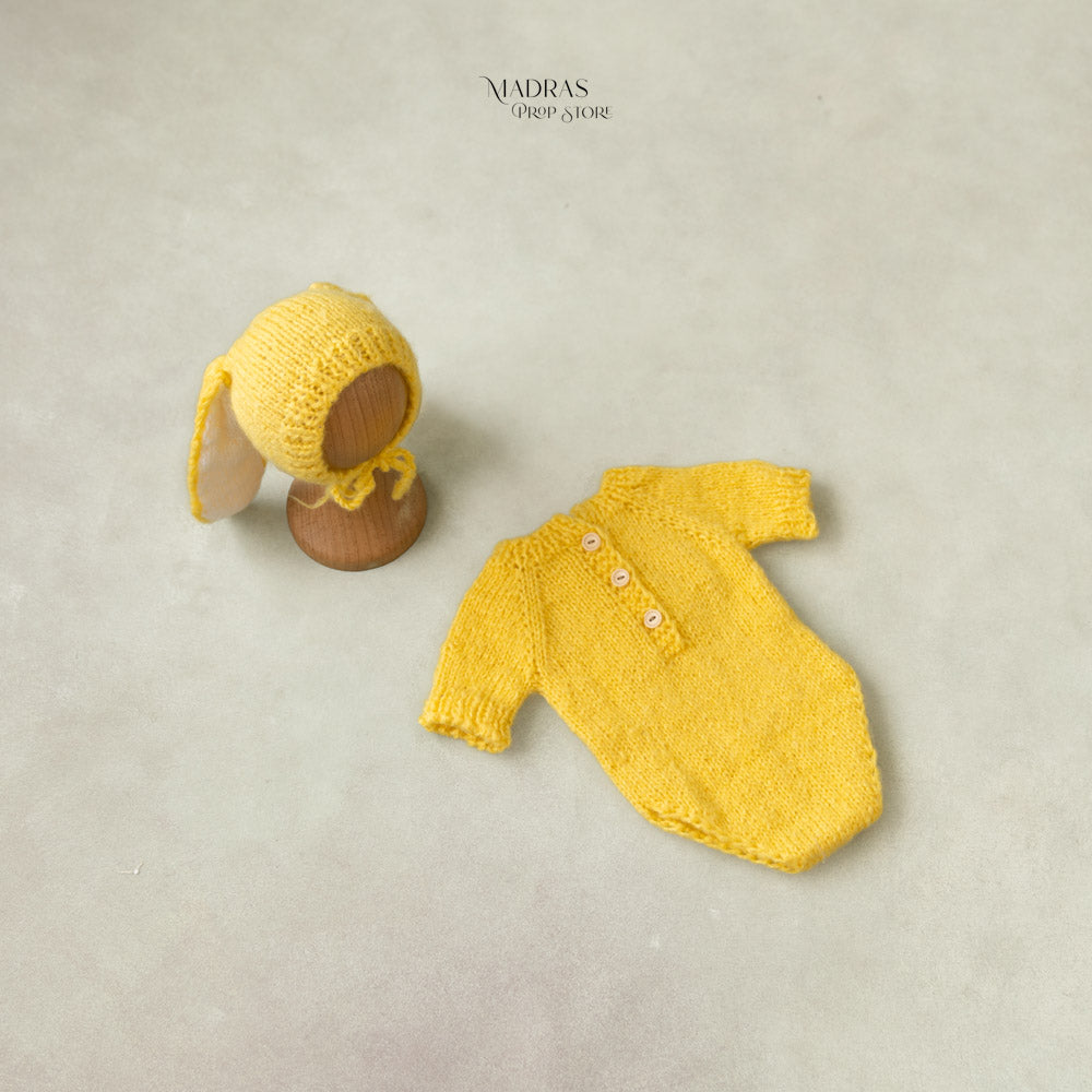 2 pc Bunny Romper Yellow : Baby Props