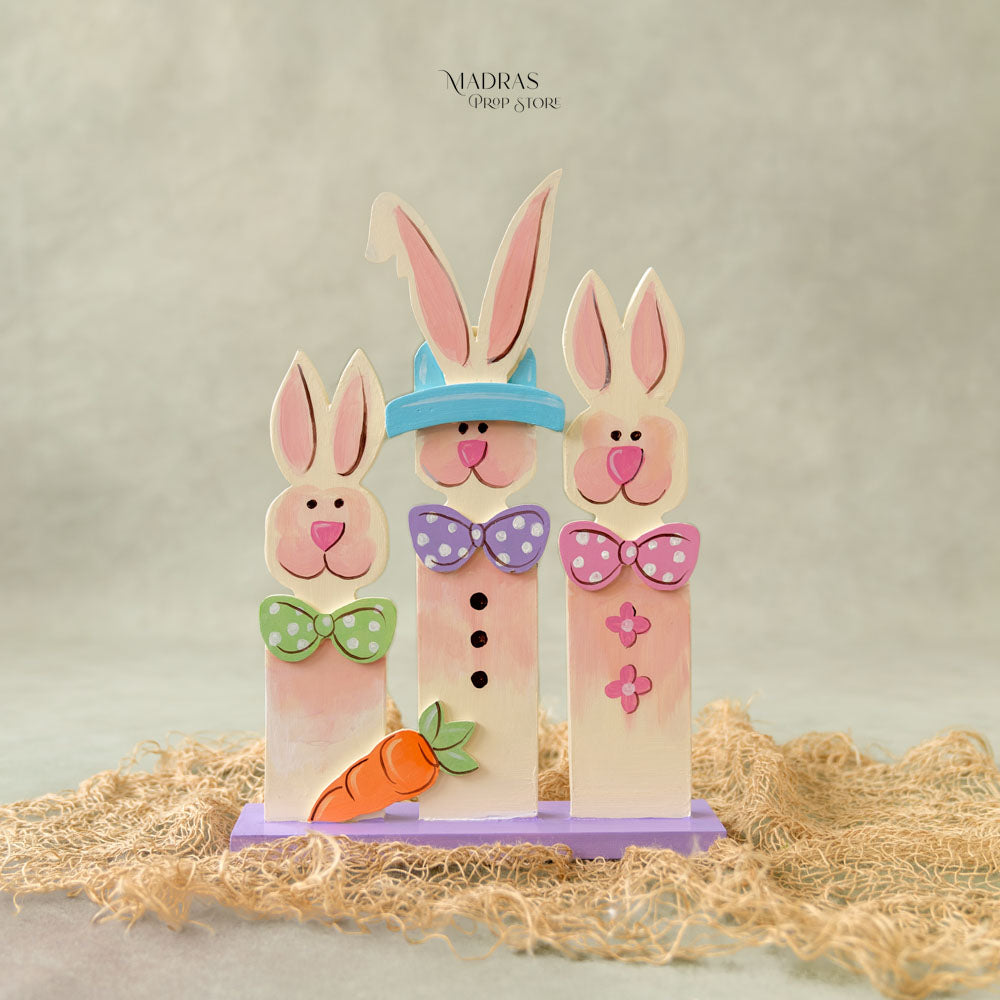 Set of 3 Bunnies on a Stand : Baby Props