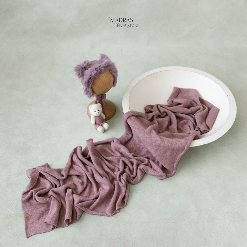 Woolen Wrap 187 cm Long + Furry Cap + Teddy Toy |  3 pc Combo : Baby Props