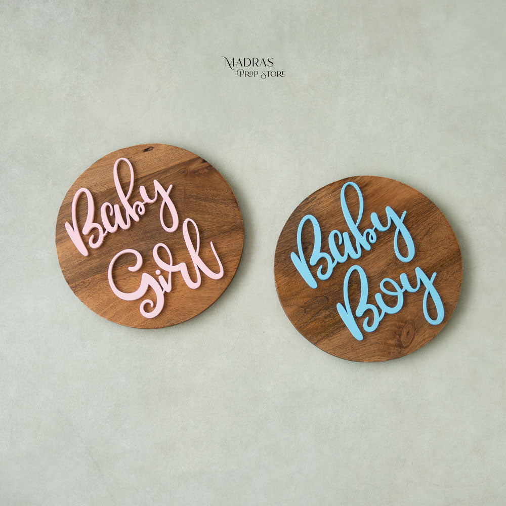 Baby Girl & Baby Boy Board Set Of 2 : Baby Props