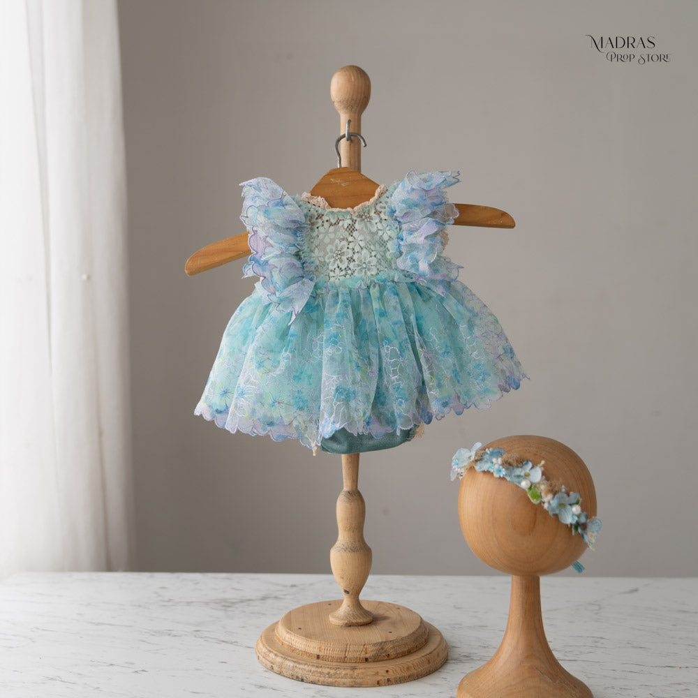  Kumoto Blue Gown With Headband | Newborn | KM037 : Baby Props