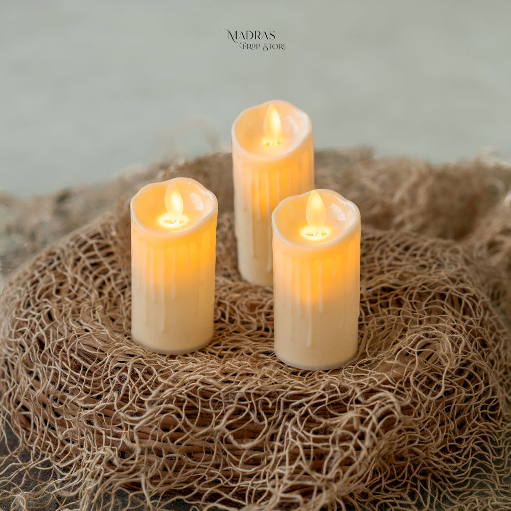 Set of 3 LED Candles V0.1 : Baby Props