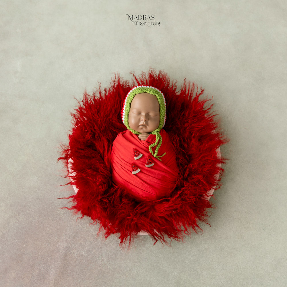 Mini Set - 2 ( Wrap + Fur + Hat + Watermelon Toy ) : Baby Props