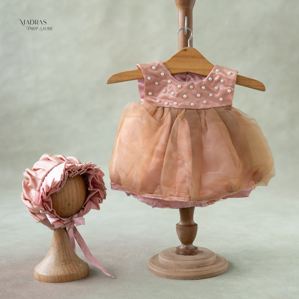 Pearl Gown With Bonnet : Baby Props