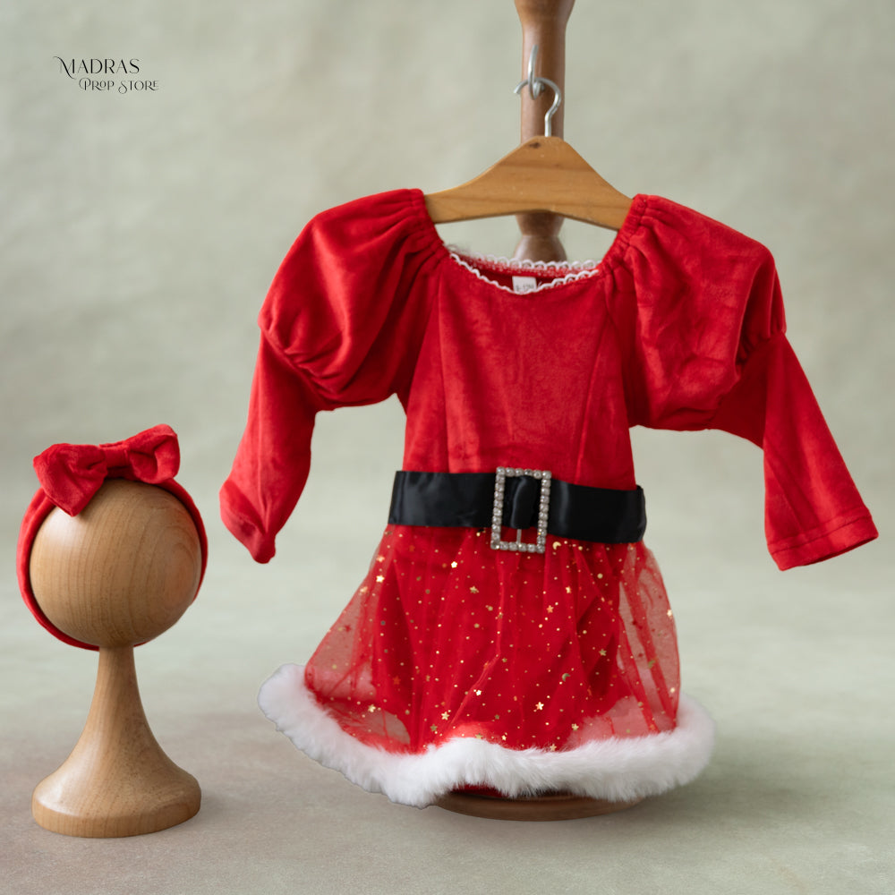 Santa Balloon Sleeve Gown : Baby Props