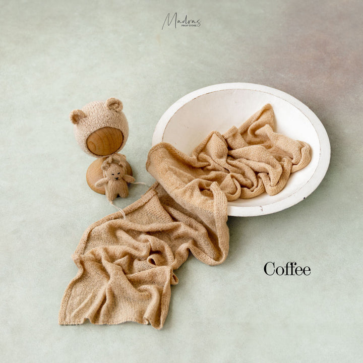 Soft Knitted Wrap Toy Hat Set : Baby Props