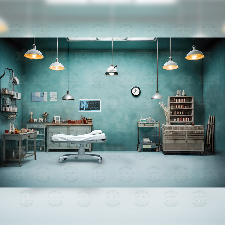 Doctor Room - Printed Backdrop - Fabric - 5 by 7 feet | Madras Prop Store