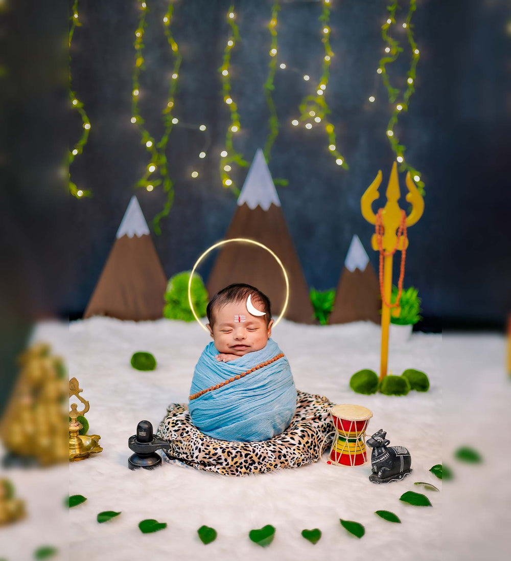 Dual Sided Mountains set of 3 ( Brown + Grey finishes ) | Wooden Trishul : Baby Props